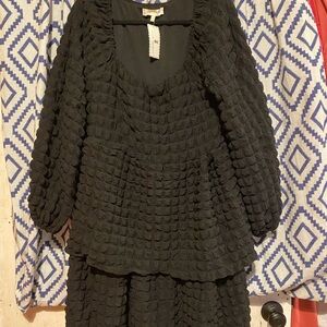 Simply Southern Black Textured Long Sleeve Dress